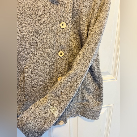 The North Face Full Zip Button Up Jacket Heather Grey Fleece - Picture 3 of 5